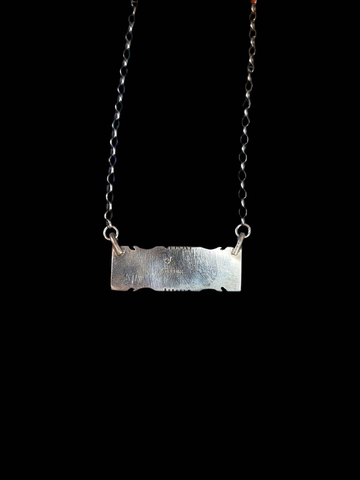 17" Kingman Turquoise Inlay Bar Necklace by Steve Francisco, Navajo