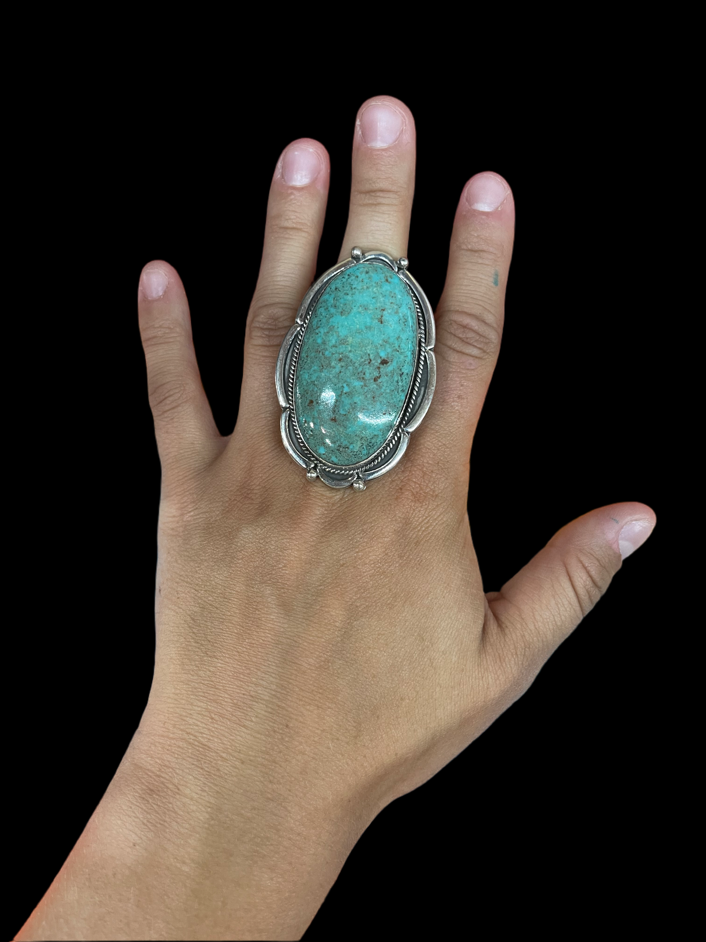 7.0-10.0 Adjustable Turquoise Ring by Gilbert Platero, Navajo