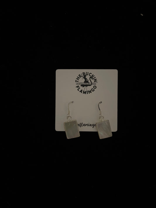 Rectangle Mother of Pearl Dangle Earrings