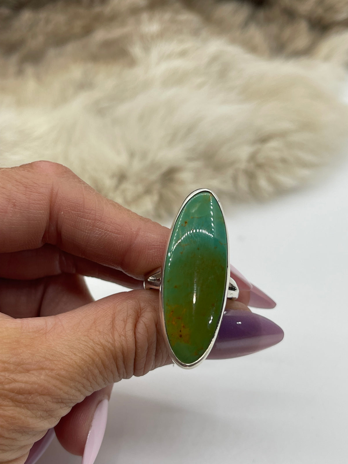 7.0 Royston Turquoise Ring by Lawrence Willie, Navajo
