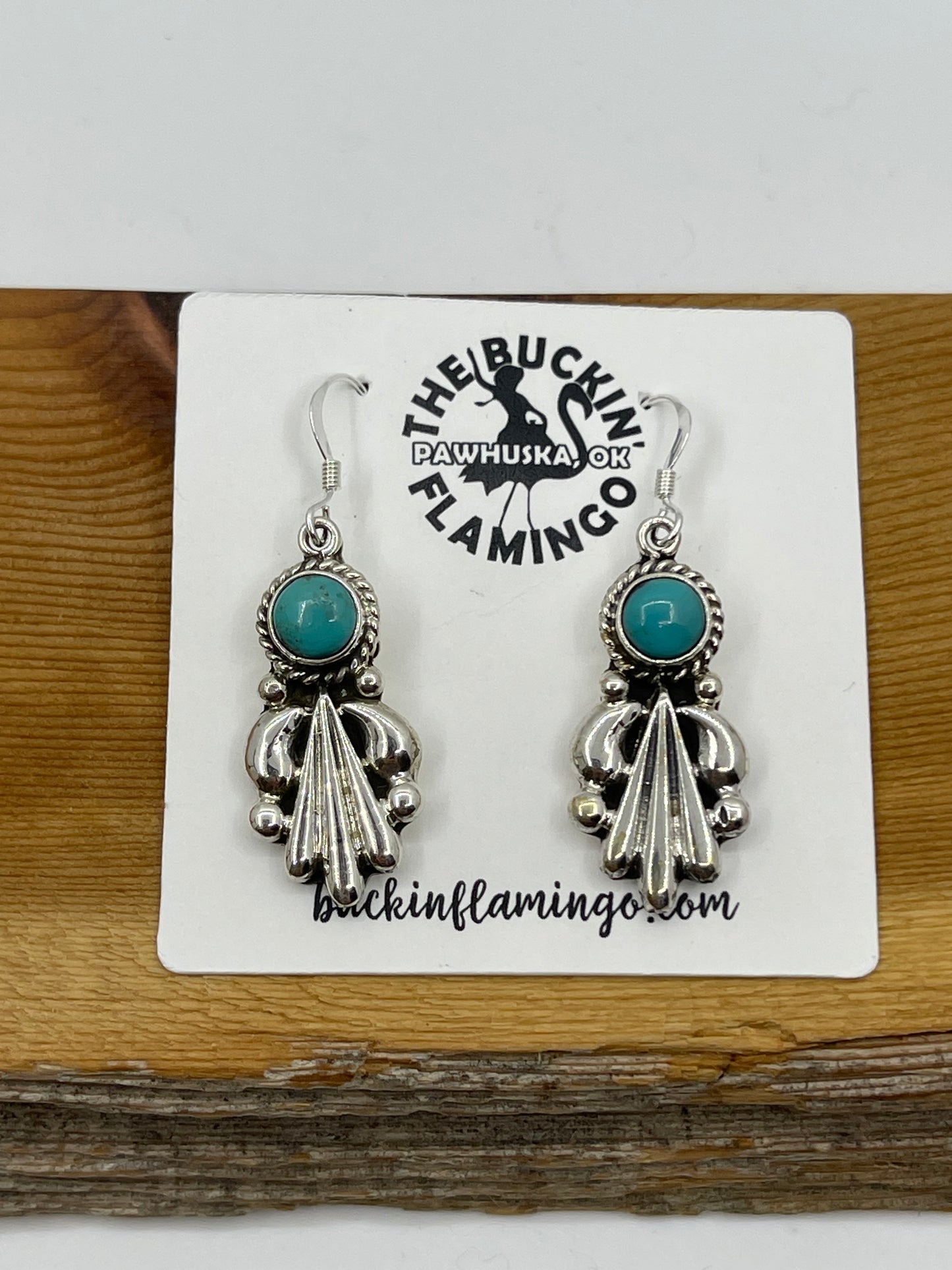 Sterling Silver and Turquoise Dangle Earrings by Verley Betone, Navajo