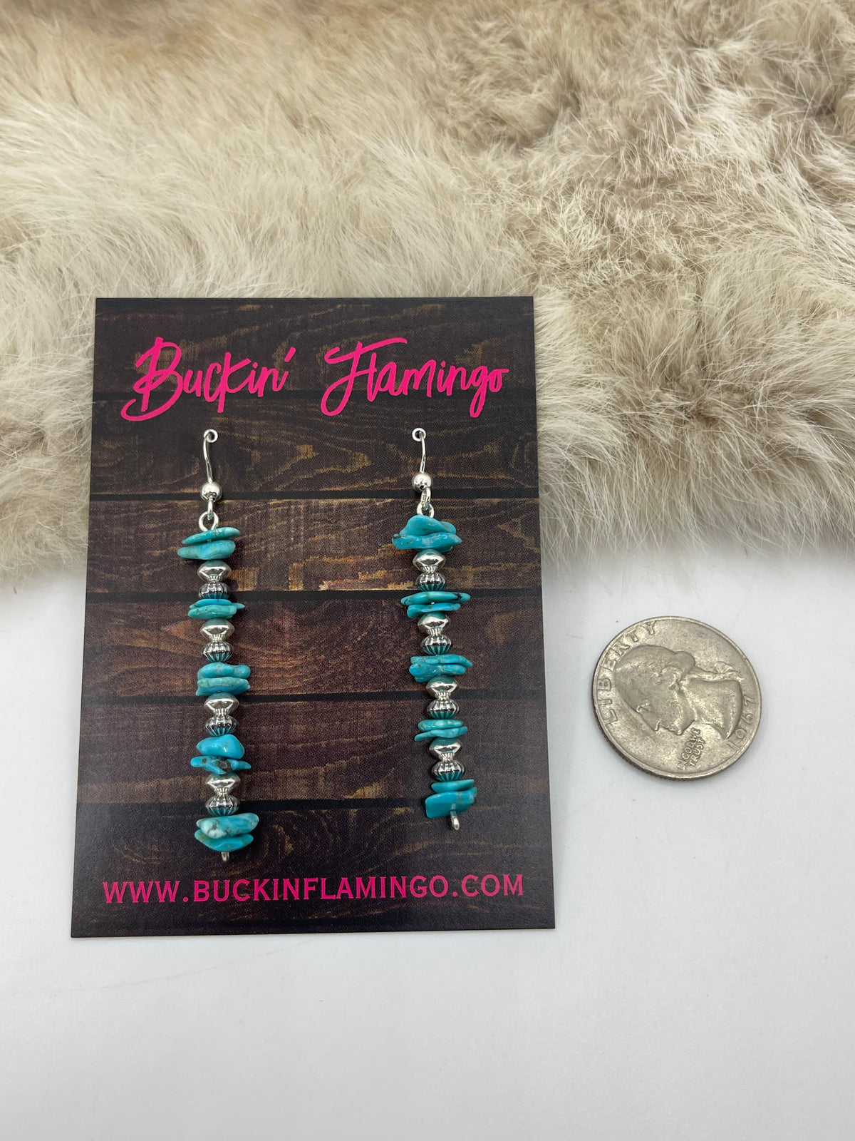 Turquoise & Silver Bead Earrings by Marion Nez, Navajo