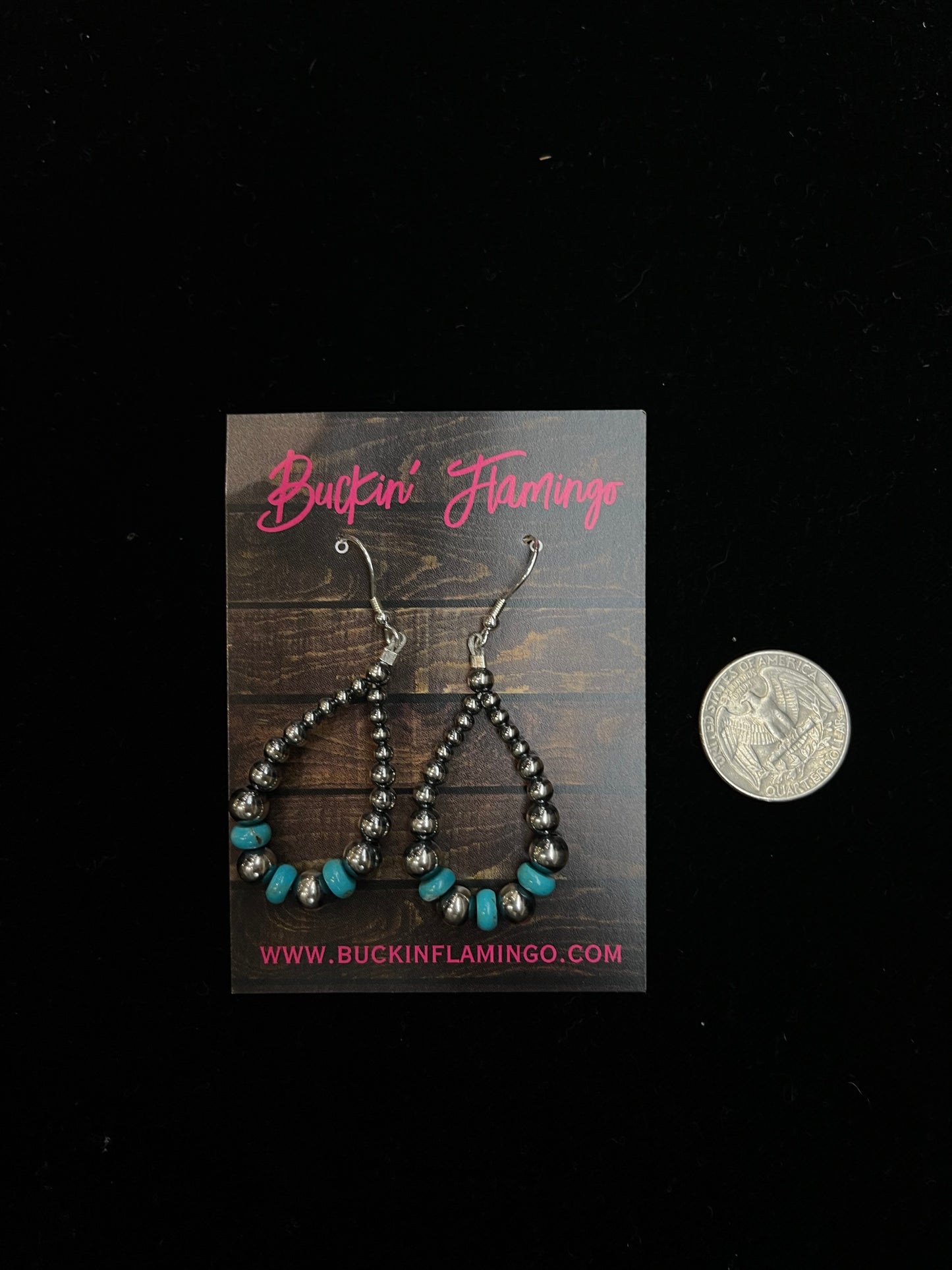 Graduated Navajo Pearl and Turquoise Teardrop Dangle Earrings