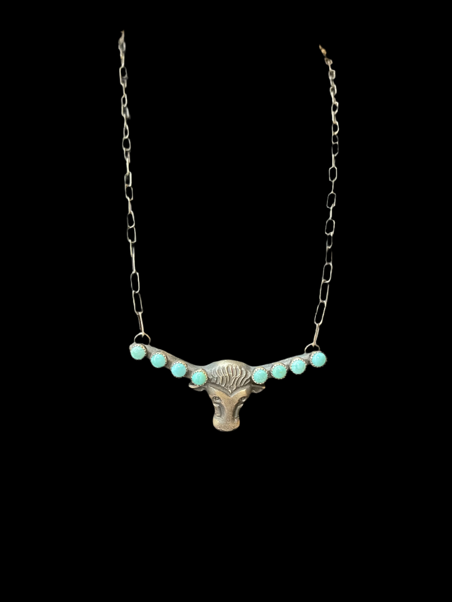 26" Longhorn Cow Necklace by Kevin Billah, Navajo