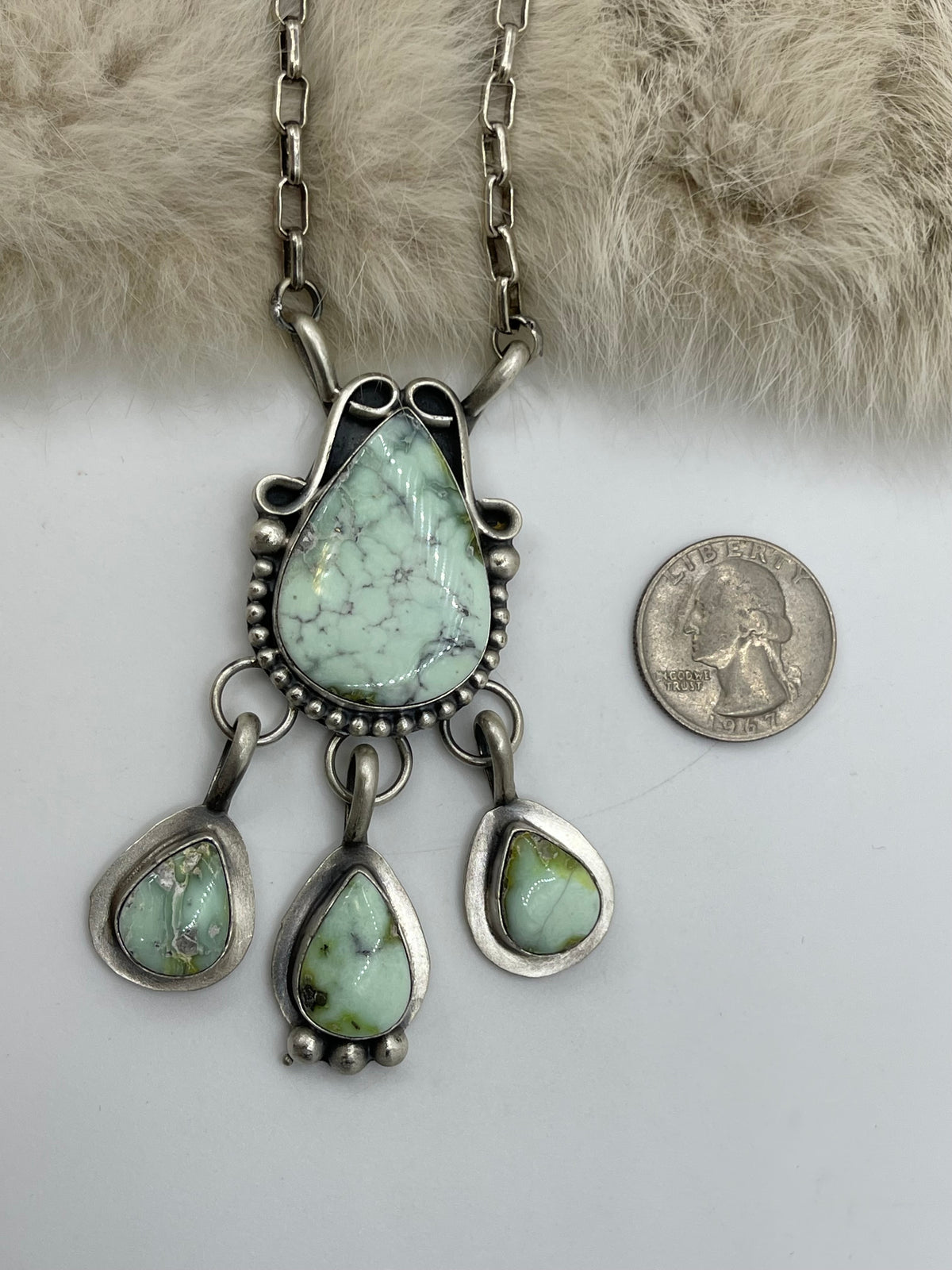 20" 4 Stone Palomino Turquoise Necklace by Delbert Secatero, Navajo