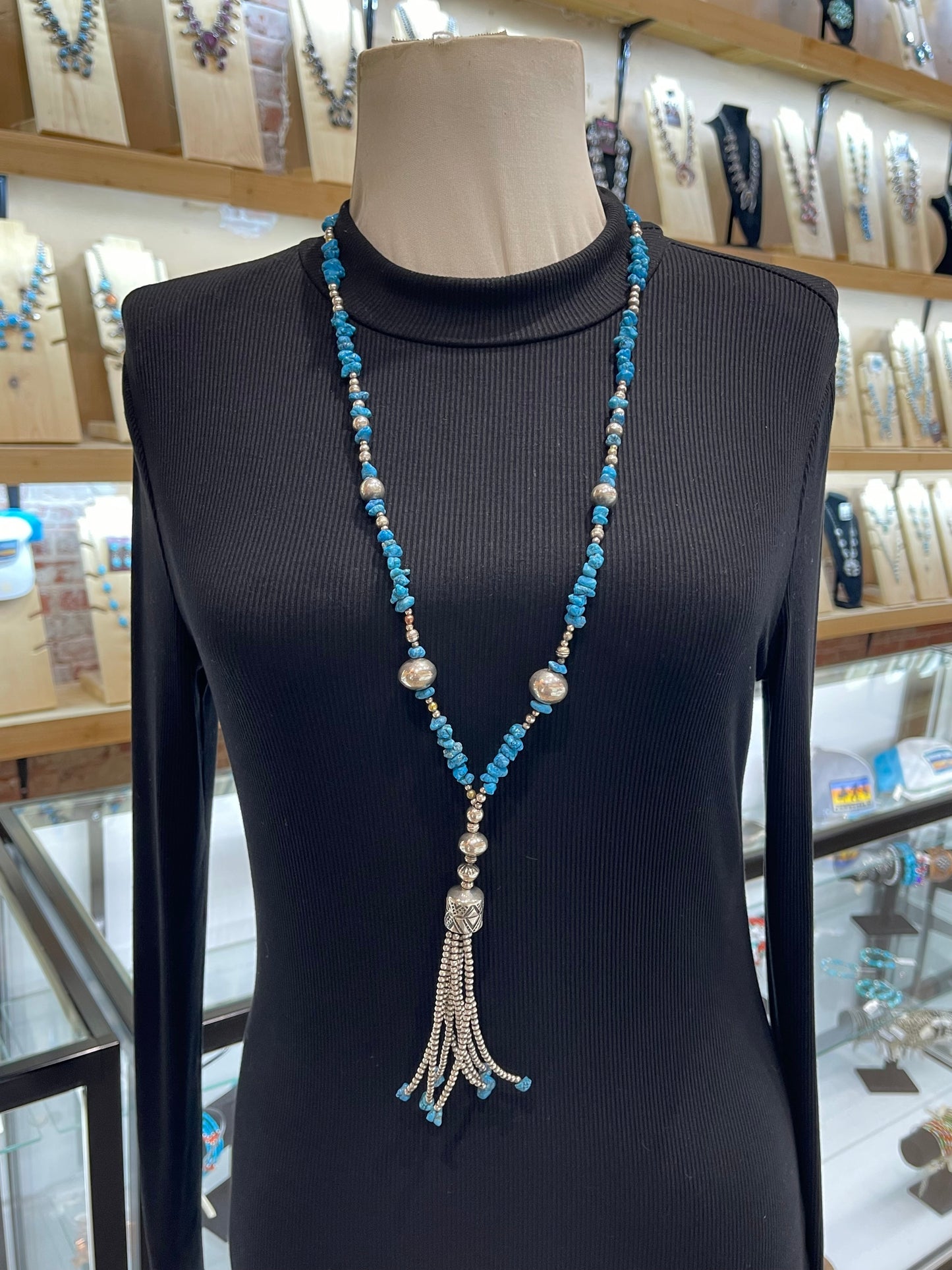 30”+6” Drop Turquoise & Navajo Style Pearls