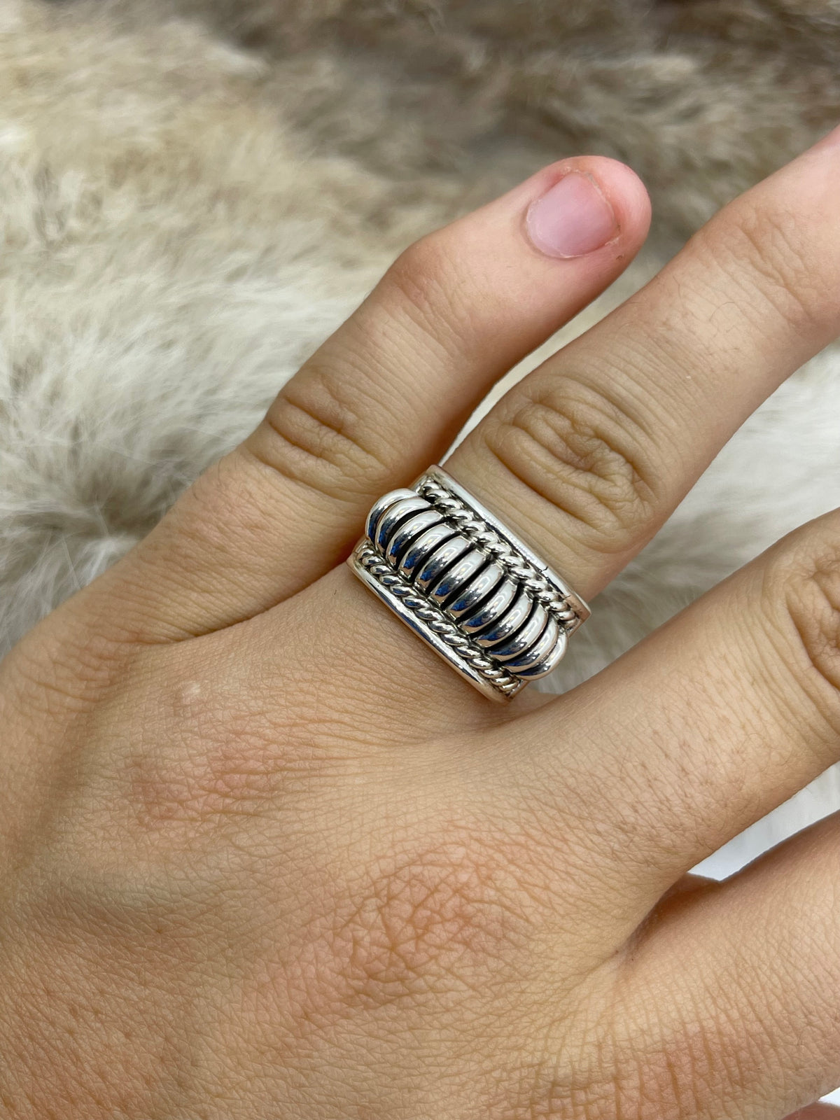 6.0 Water Bead Ring by Thomas Charley, Navajo
