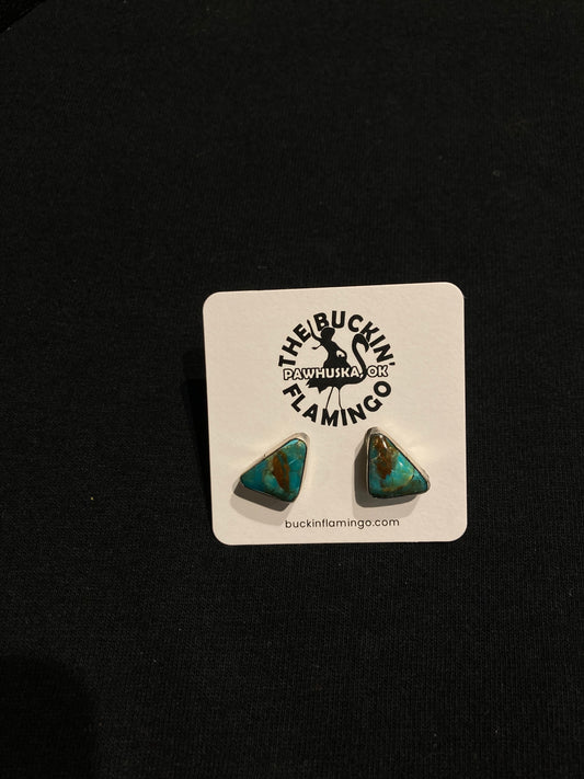 Turquoise Triangle Post Earrings by Sheryl Kee, Navajo