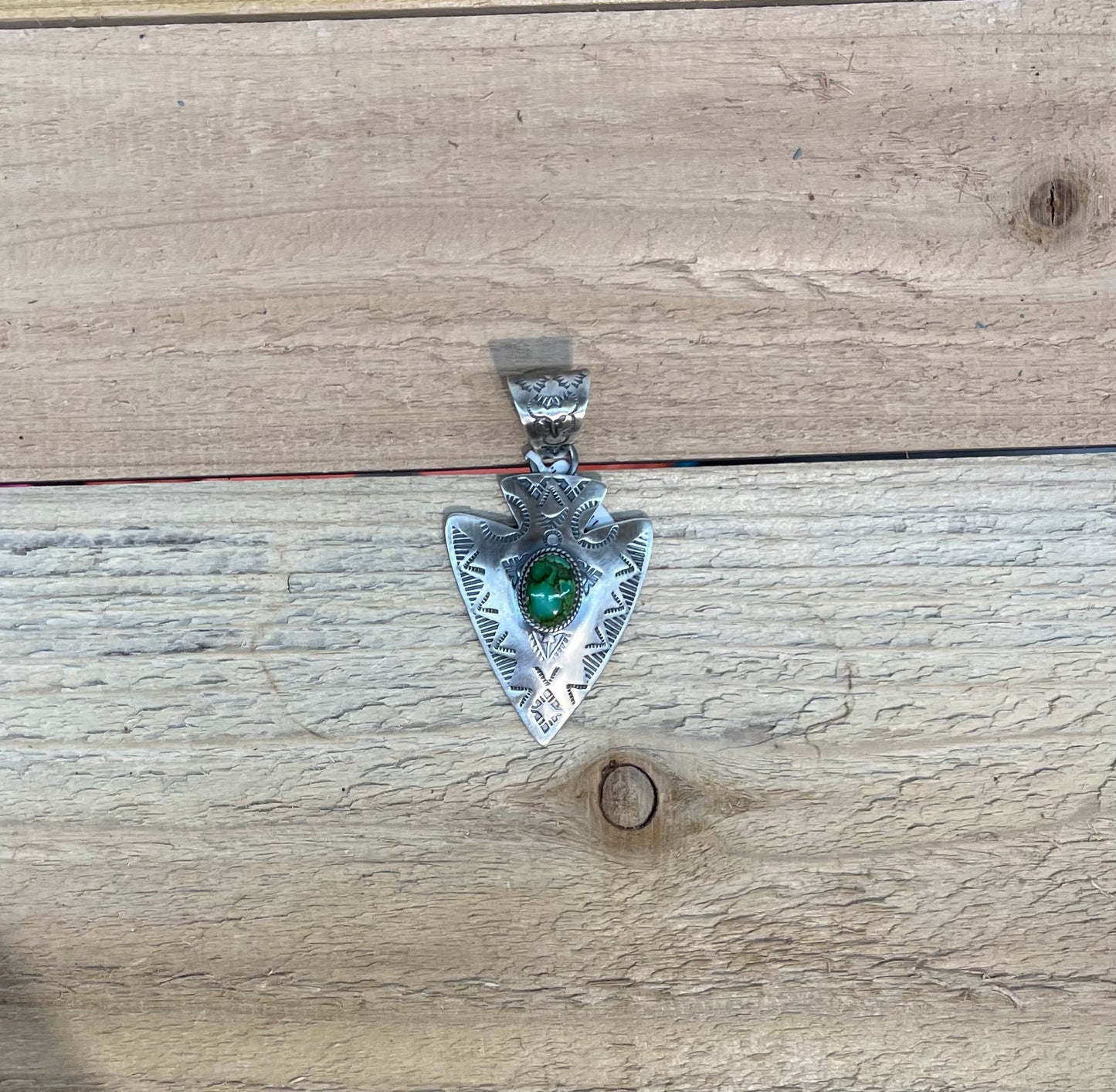 Sterling Silver and Sonoran Gold Turquoise Arrowhead Pendant by ZIA