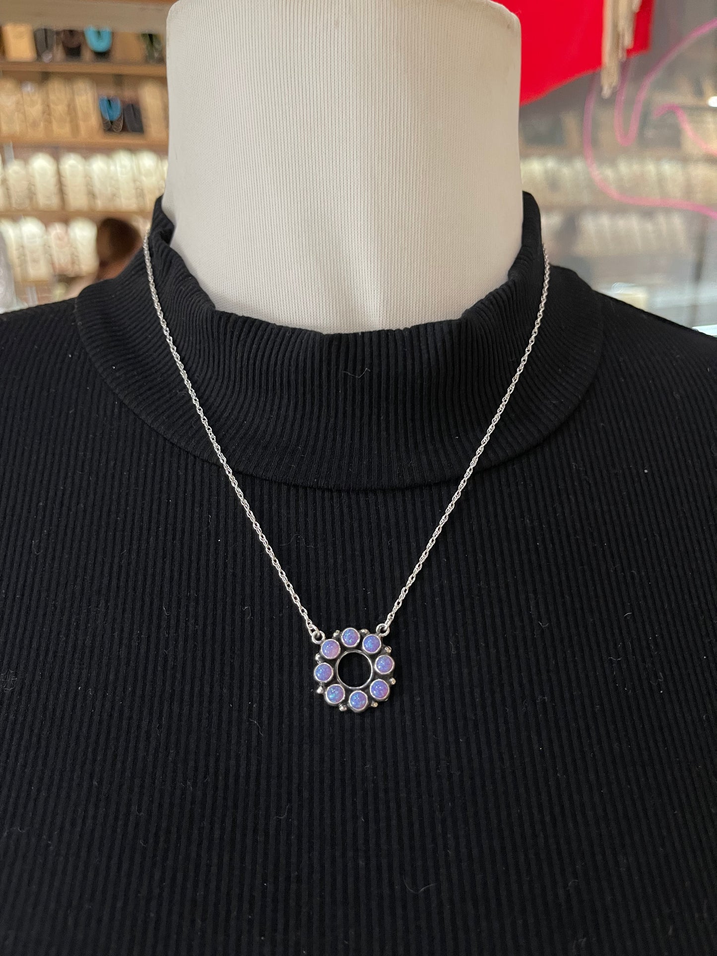 18" Purple Opal Infinity Necklace by Loretta Delgarito, Navajo