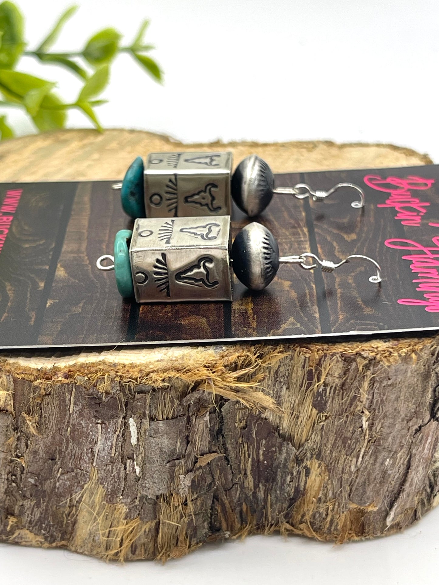 Handmade Navajo Pearl Cube Bead Earring by Sophia Becenti, Navajo