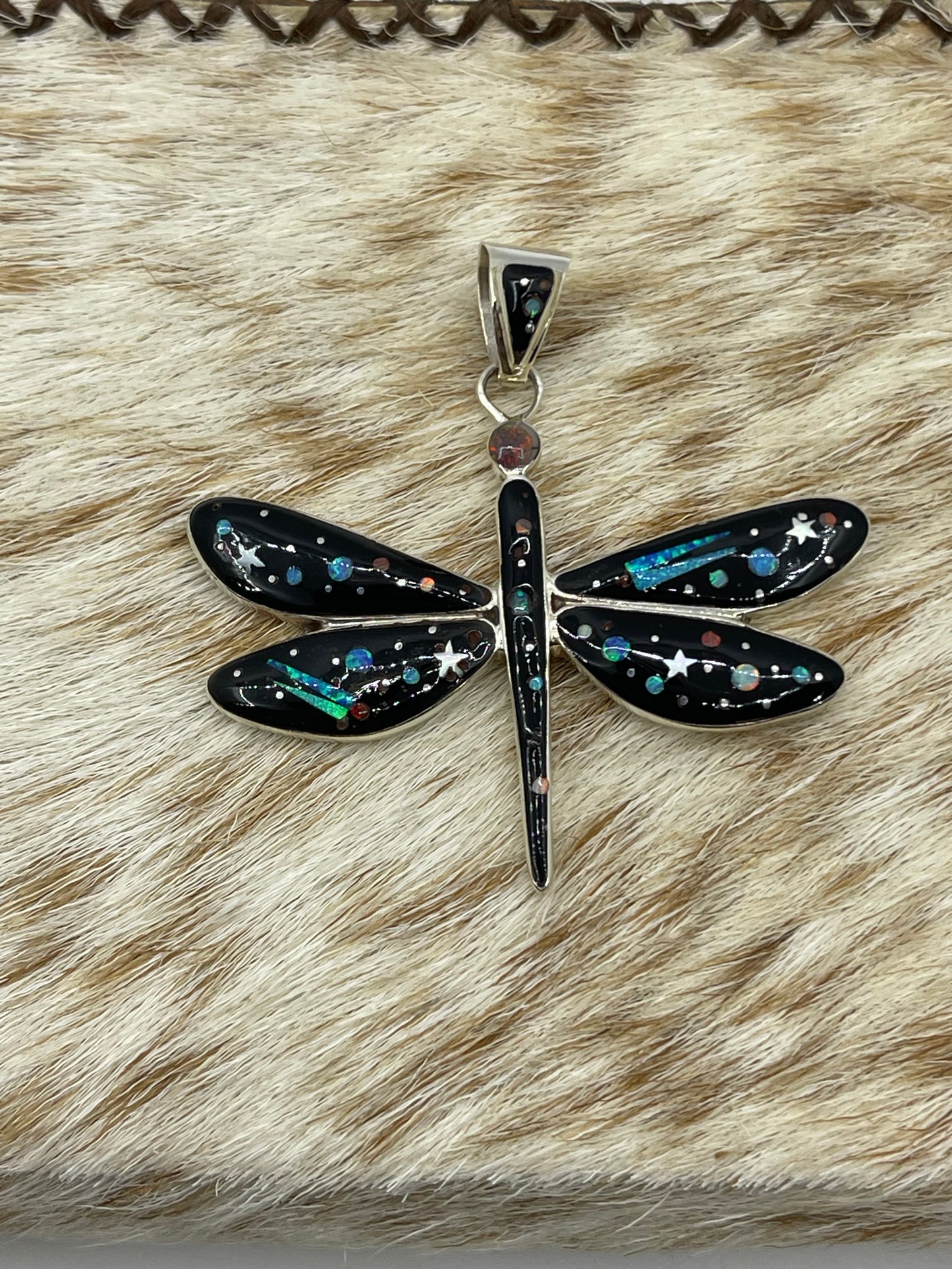 Inlay Galaxy Dragonfly Pendant with a 6.7mm Bale
