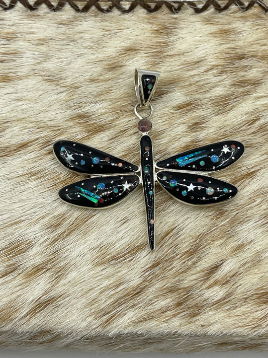Inlay Galaxy Dragonfly Pendant with a 6.7mm Bale