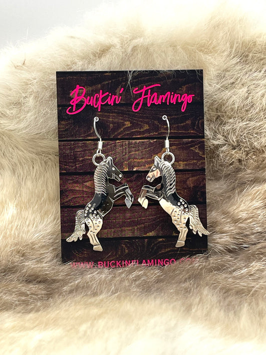 Appaloosa Horse Dangle Earrings by Louise Yazzie, Navajo