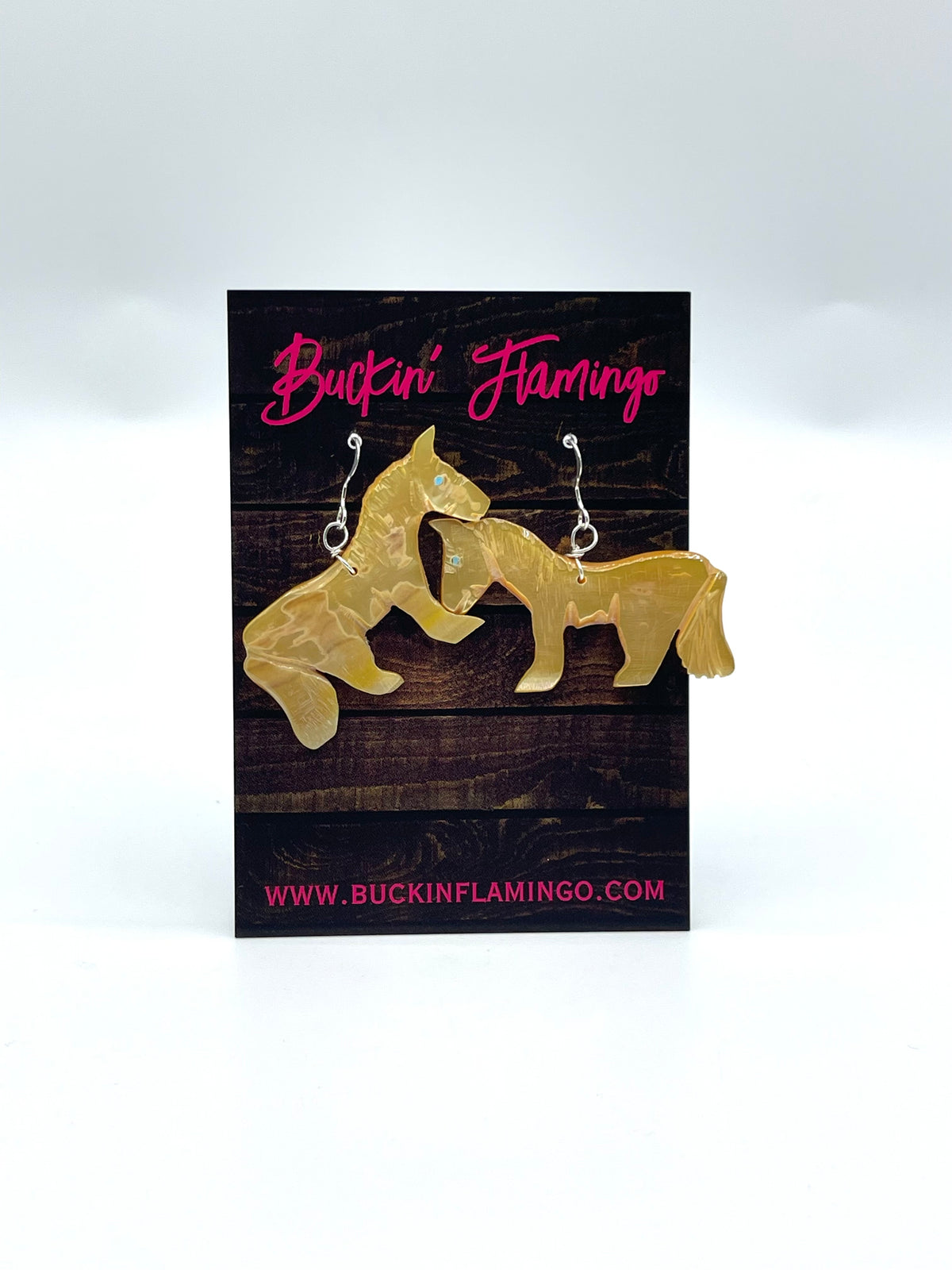 Carved Mother of Pearl Horse Earrings by Danny Lonjose, Navajo