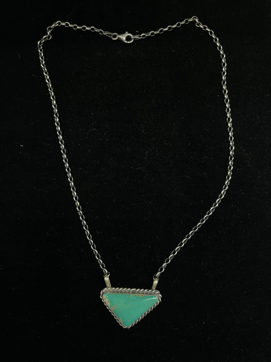 18" Kingman Turquoise Triangle Necklace by Augustine Largo, Navajo