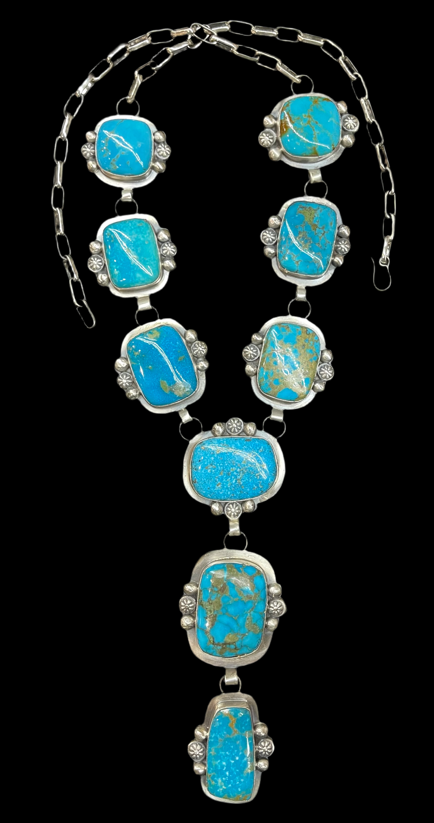 30" Kingman Turquoise Lariat by Delbert Secatero, Navajo