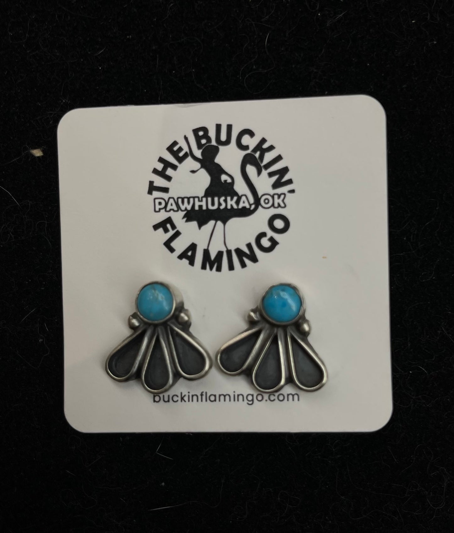 Kingman Turquoise 3 Teardrop Shaped Post Earrings by Geraldine James, Navajo