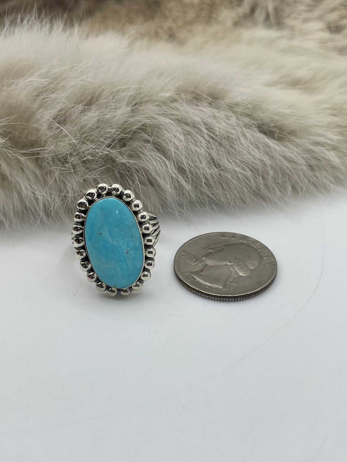 7.5 Turquoise Ring by James Bahe, Navajo