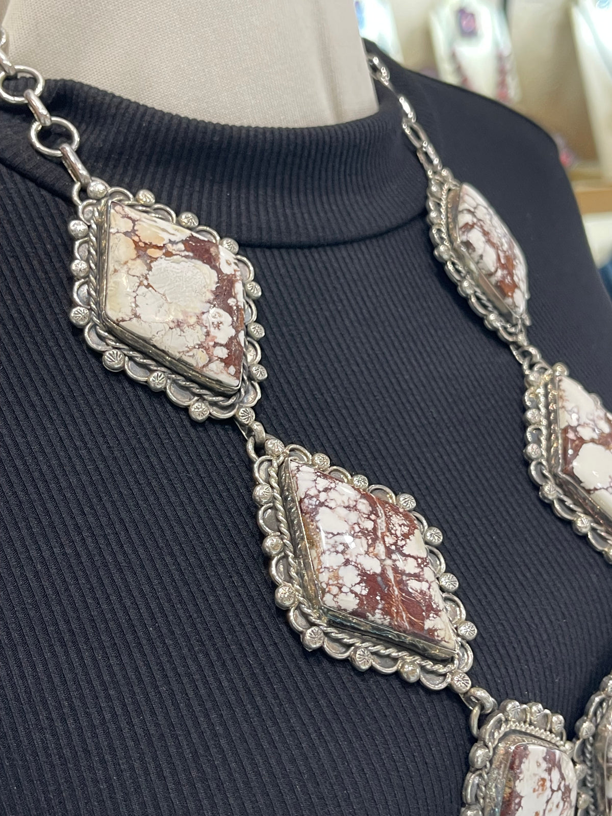 28" + 5.5" Drop Wild Horse Lariat Necklace by Gilbert Nez, Navajo
