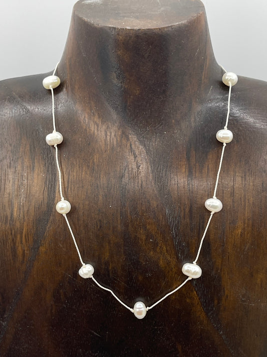 15" Freshwater Pearls on a String Necklace