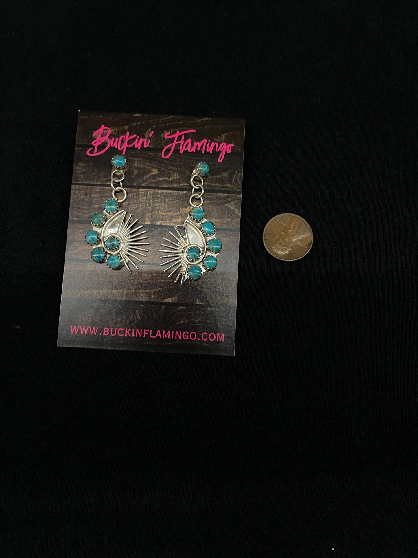 Kingman Turquoise Post Dangle Earrings by Martin Vacit, Navajo