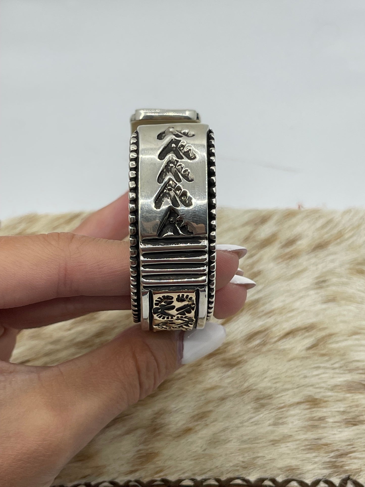 7 1/4" Heavy Sterling Silver and 14k Gold Cuff by Johnathan Nez, Navajo