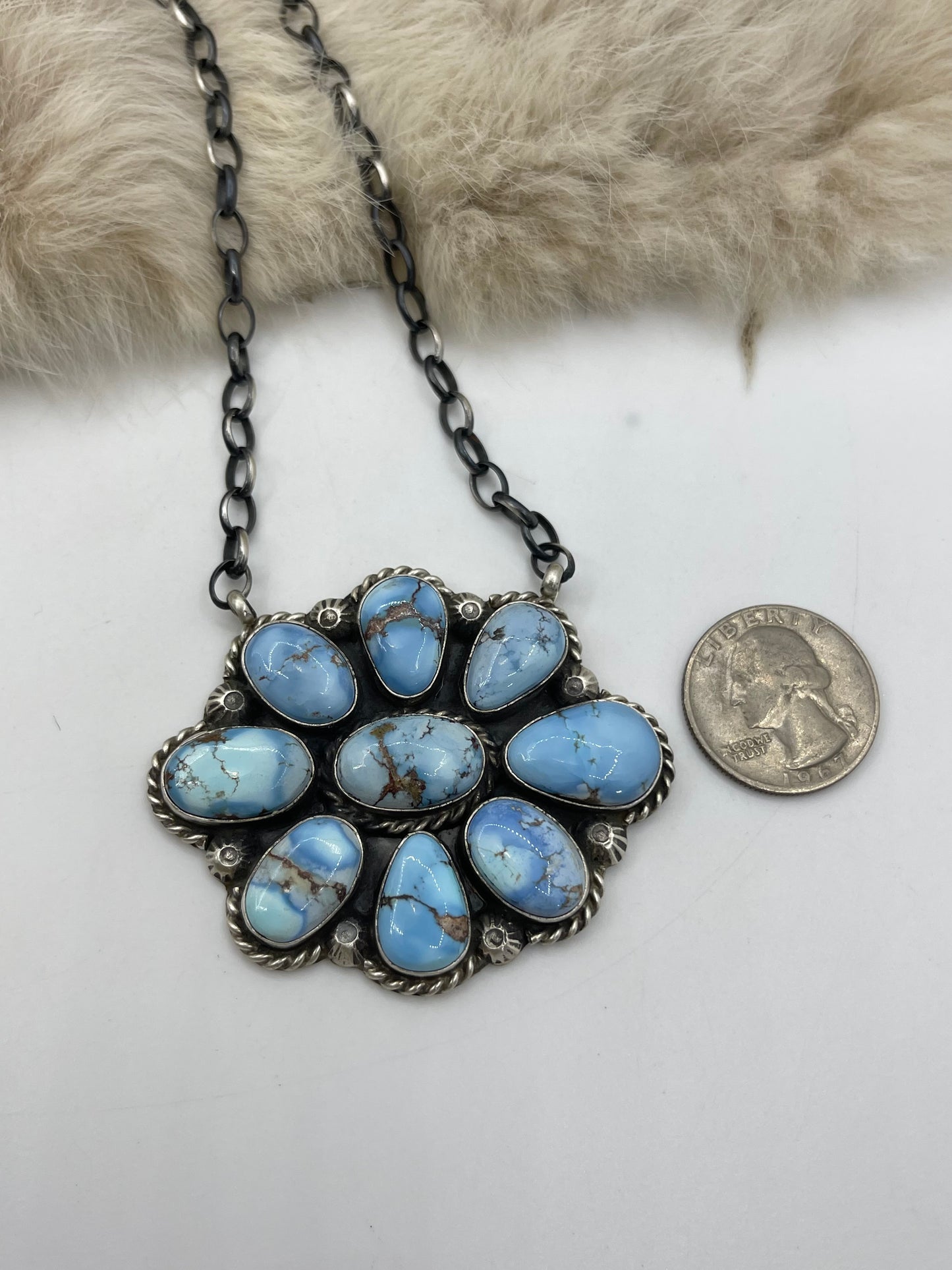 18" Golden Hills Turquoise Cluster Necklace by Augustine Largo, Navajo