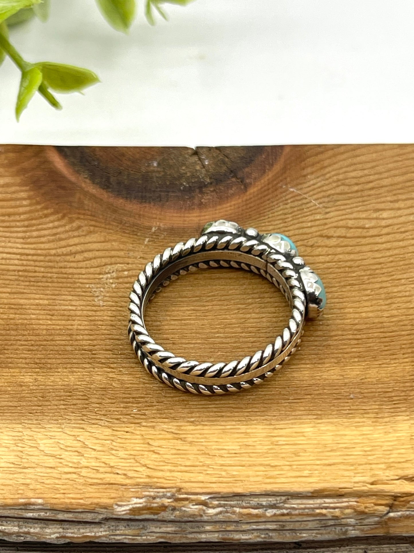 10.5 3 Stone Turquoise Ring by Ray King, Navajo