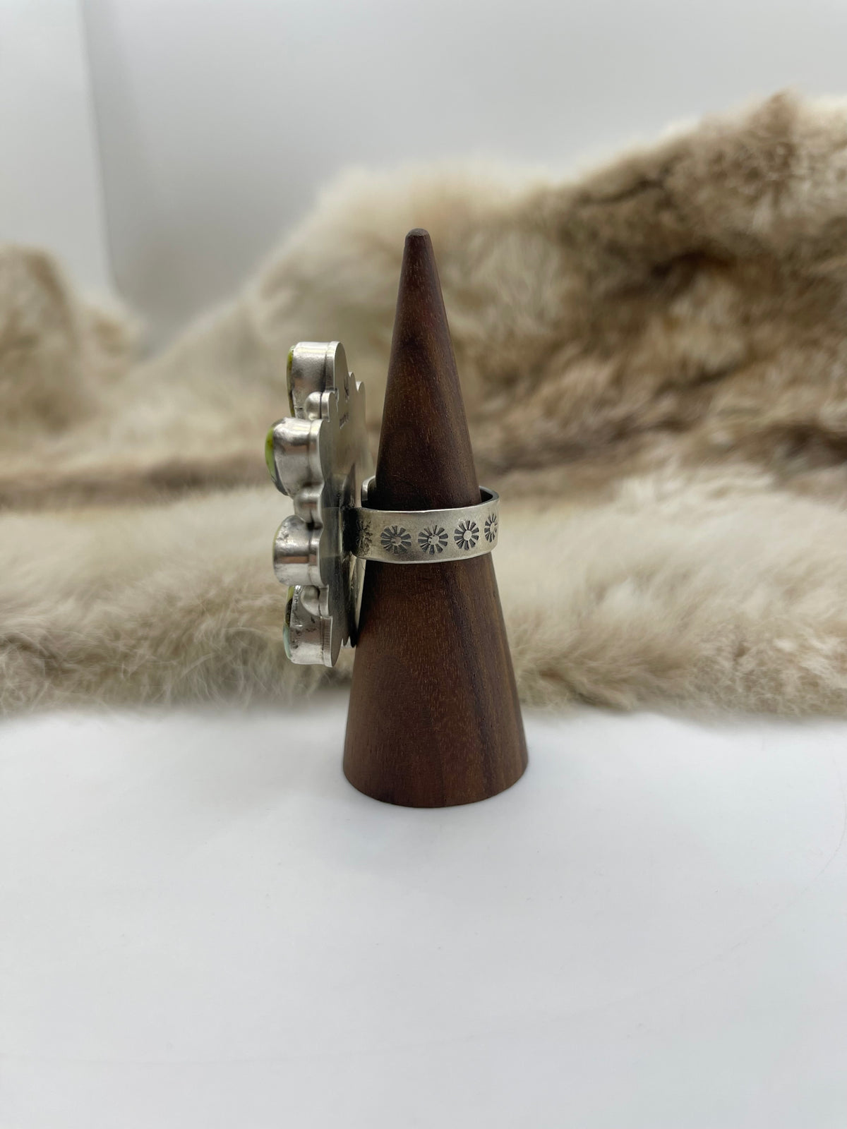 Adjustable 5.0-11.0 Sonoran Gold Turquoise Cluster Ring Stamped PN
