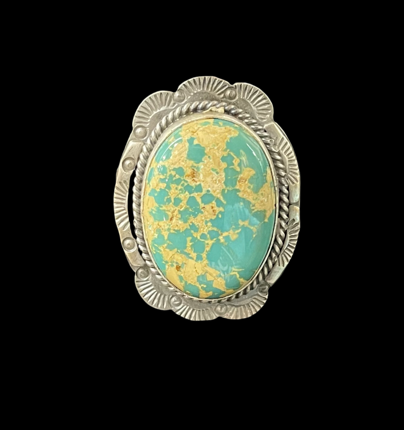 7.5 Royston Turquoise Ring by Gilbert Platero, Navajo