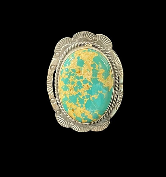 7.5 Royston Turquoise Ring by Gilbert Platero, Navajo