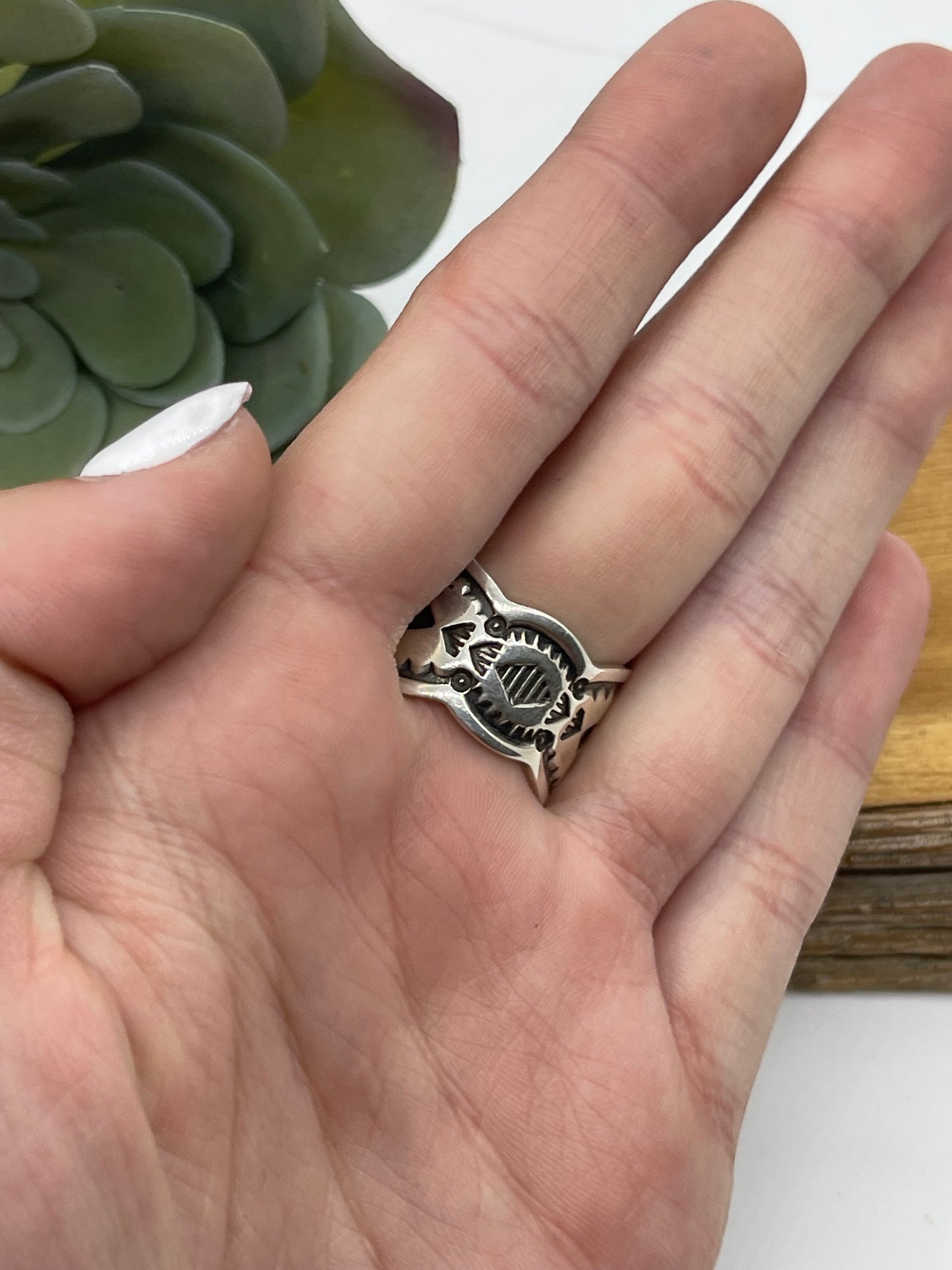10.0 Turquoise Triangle Ring by Darrell Cadman, Navajo