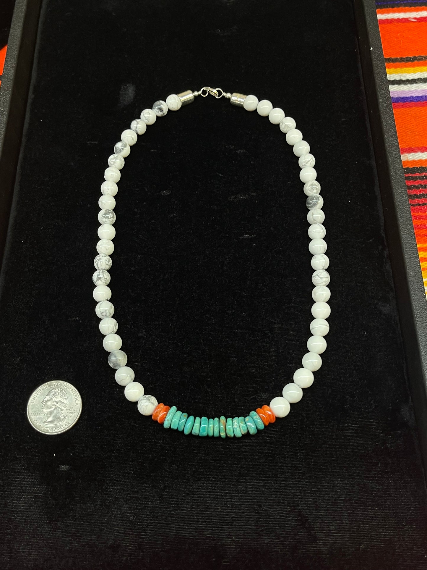 Howlite Turquoise and Spiny Necklace