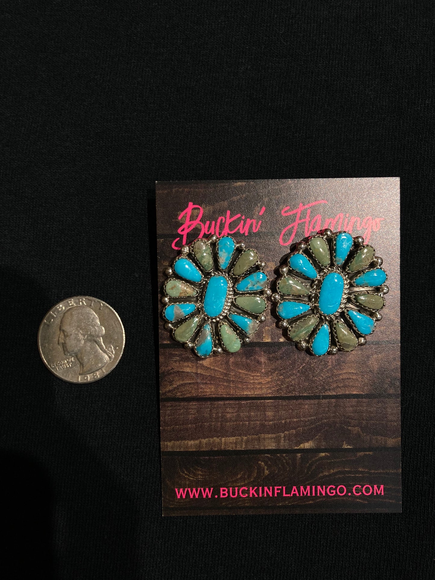 Turquoise Cluster Post Earrings by Alicia Wilson, Navajo