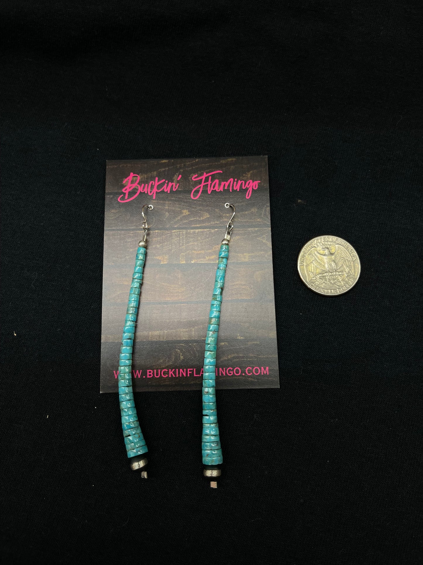 4" Lightweight 3mm-7mm Graduated Turquoise Heishi Bead Dangle Earrings