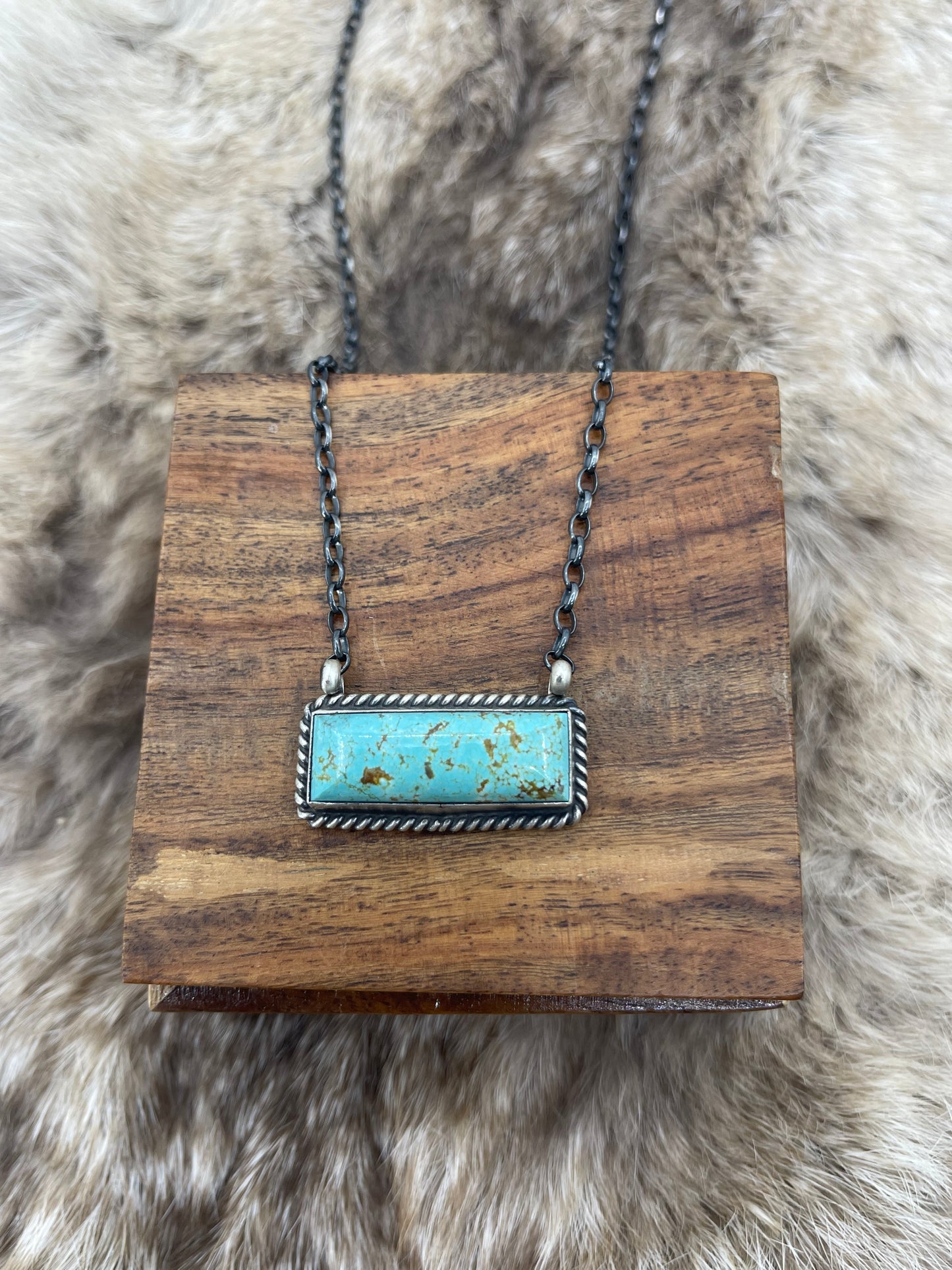 #8 Turquoise Bar Necklace by Johnny Dixon, Navajo