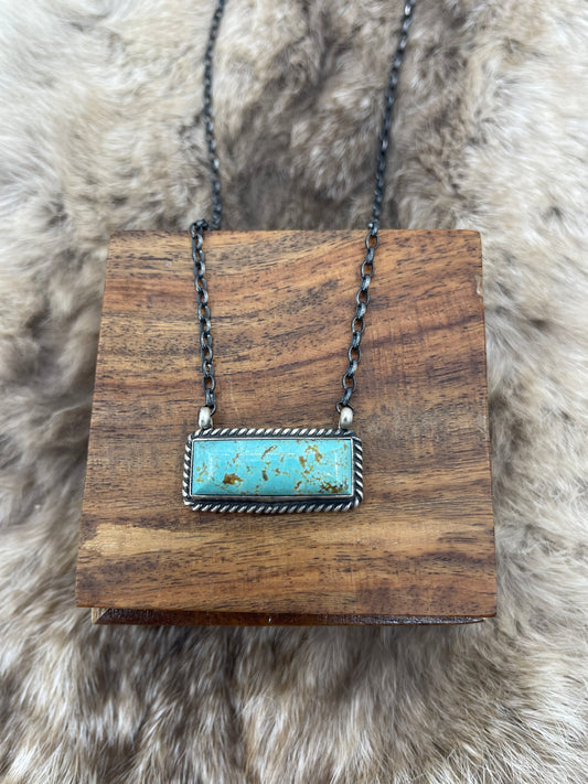 #8 Turquoise Bar Necklace by Johnny Dixon, Navajo