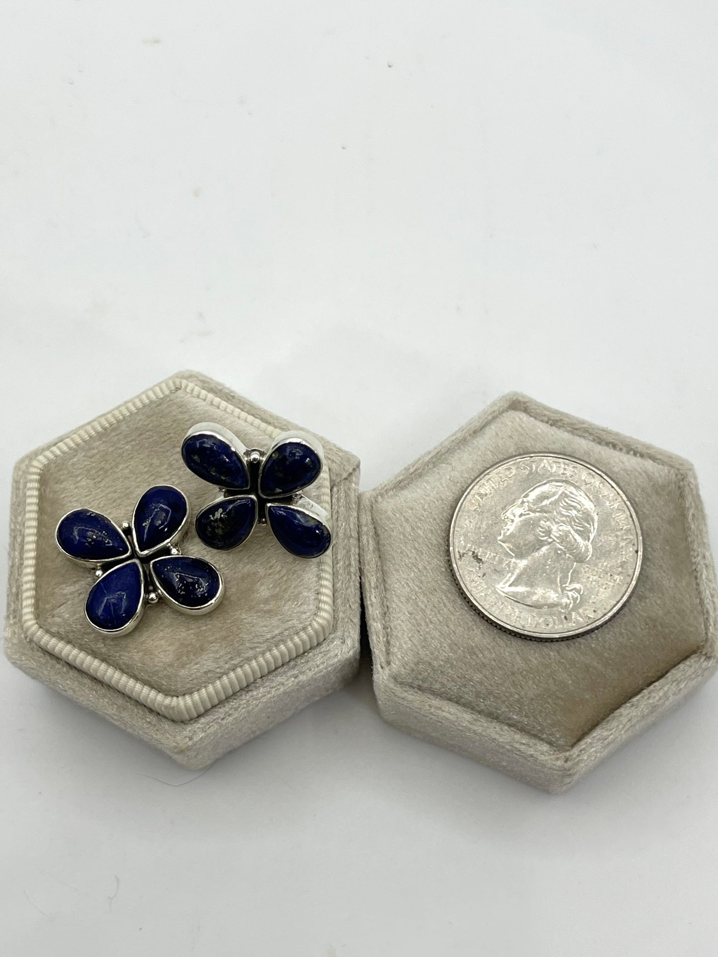 Blue Lapis Cross Shaped Post Earrings