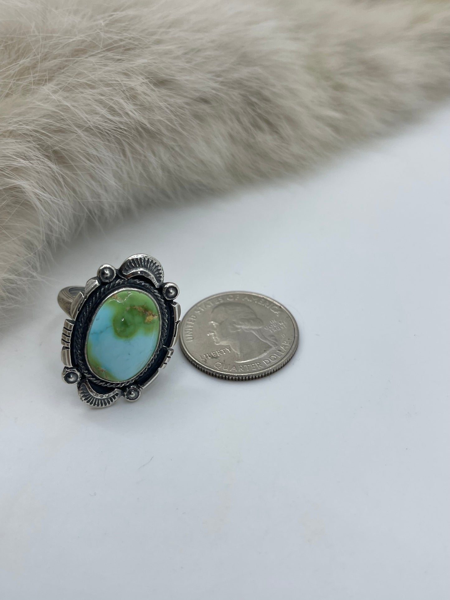 9.0 Sonoran Gold Turquoise Ring by Daniel Benally, Navajo