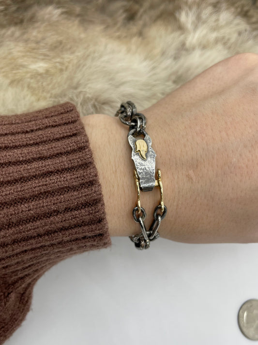 6.75" 14k Gold & Sterling "Long Trot" Bracelet By Bad Bronc