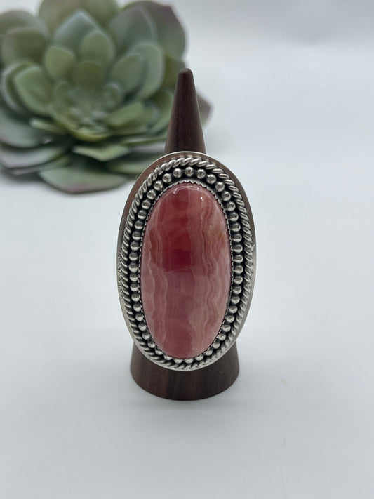 Adjustable Rhodochrosite Ring by Jeff Largo, Navajo