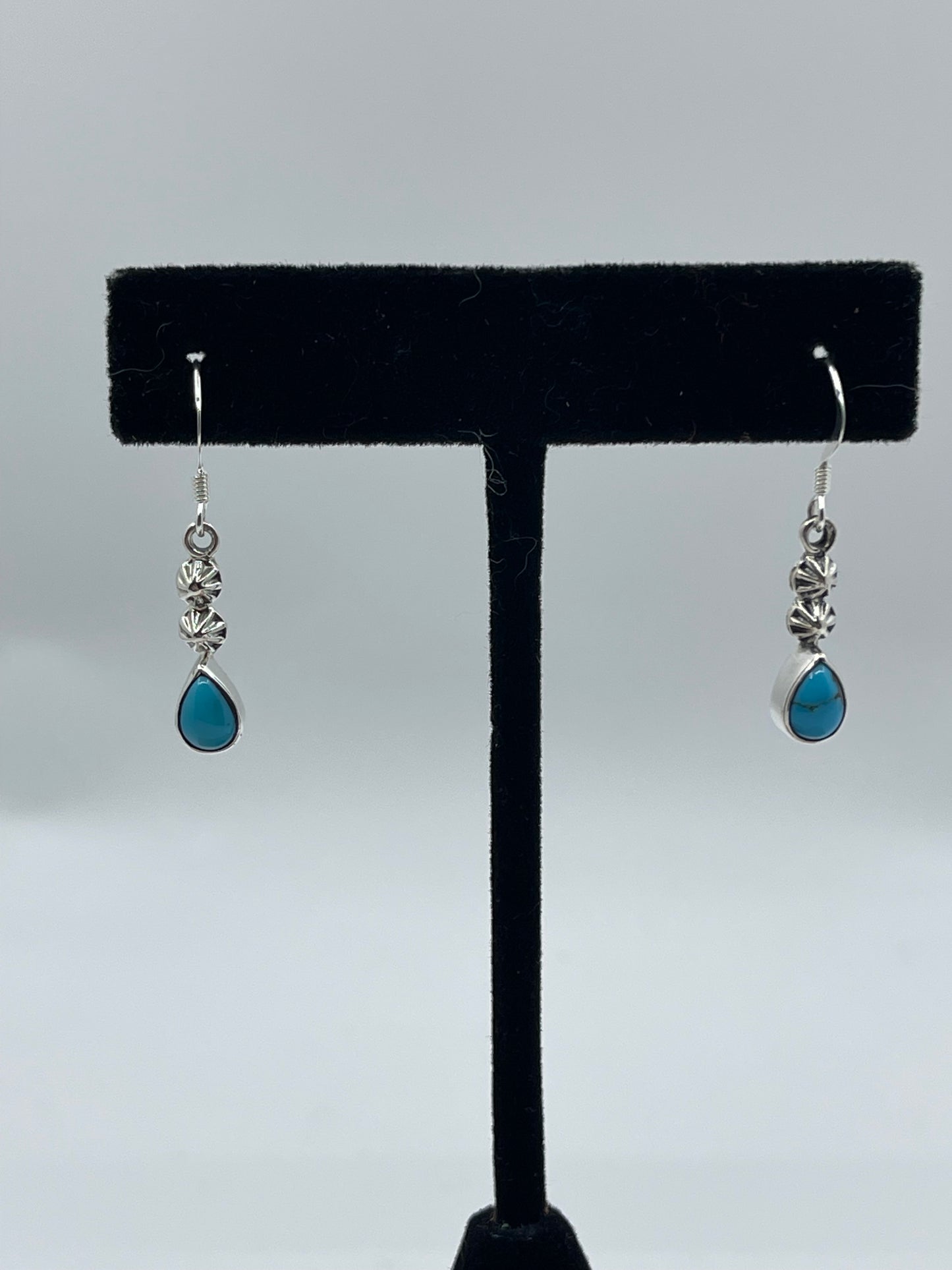 Dainty Turquoise Teardrop Earrings by Verley Betone, Navajo