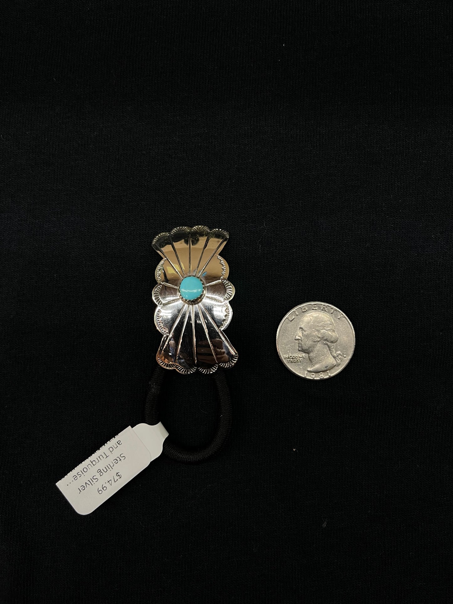 Sterling Silver and Turquoise Concho Ponytail Holder by Phil Lynn, Navajo