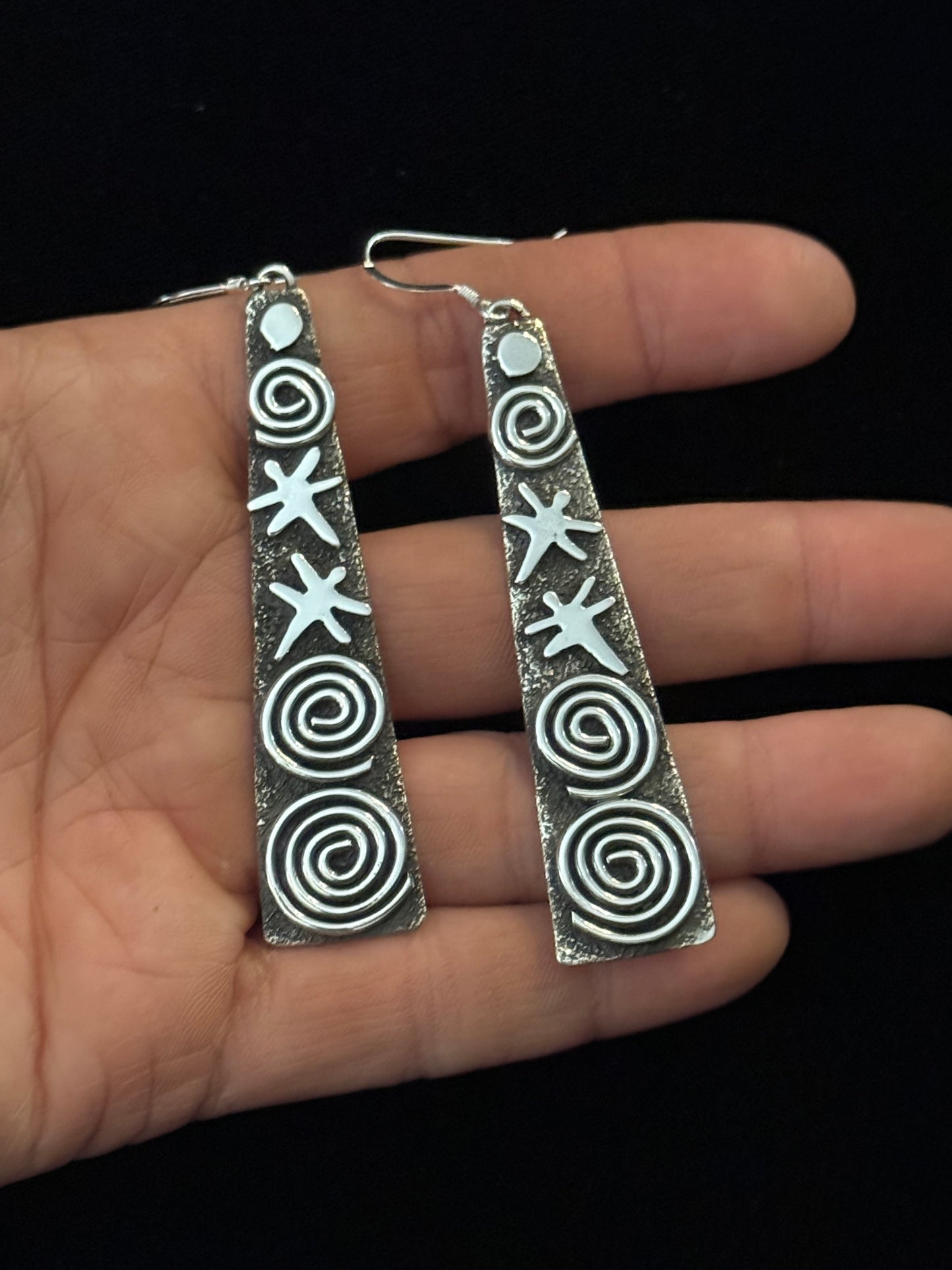 Tee Pee Petroglyph Earrings by Alex Sanchez, Navajo
