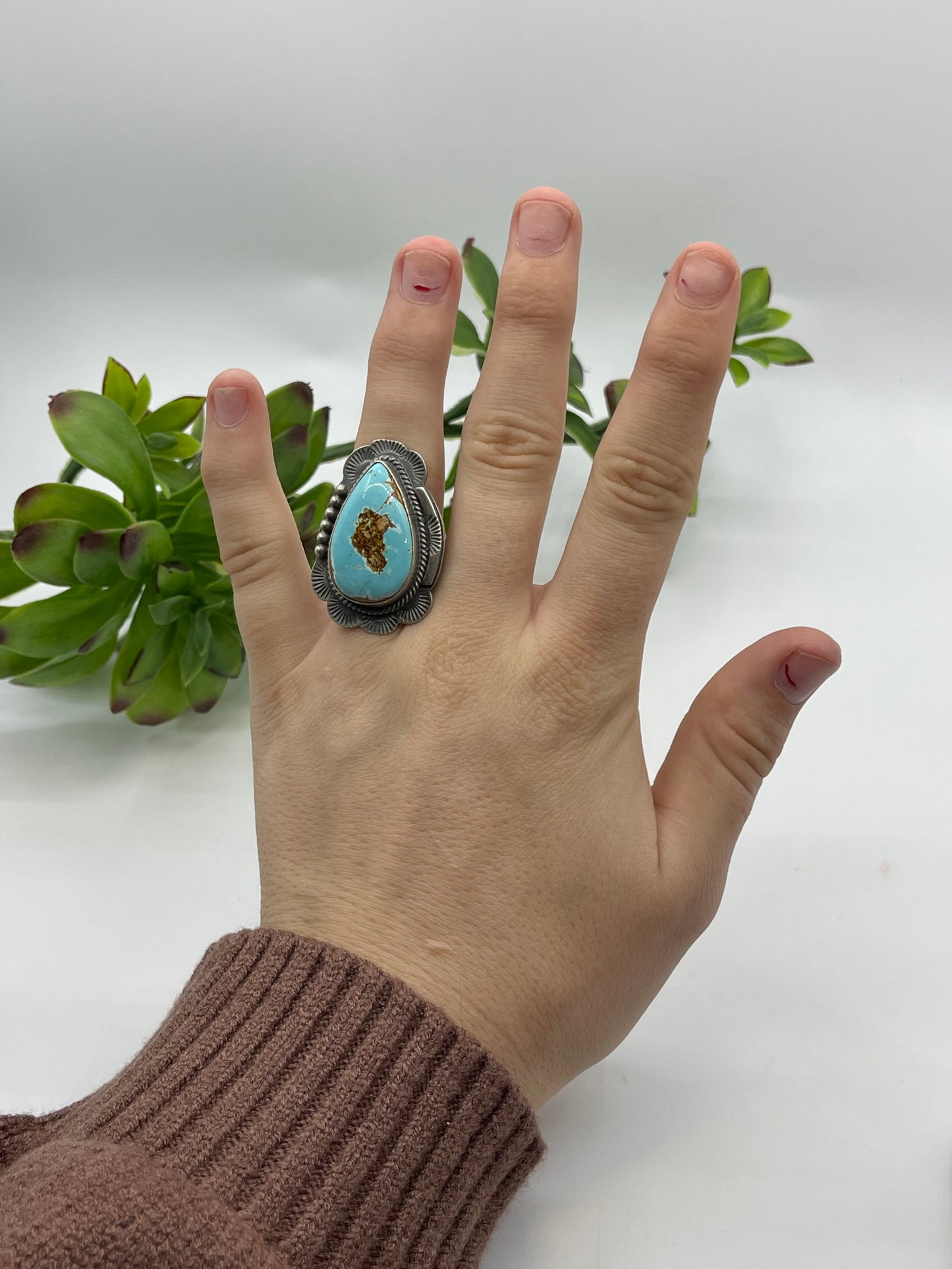 8.0 Teardrop #8 Turquoise Ring