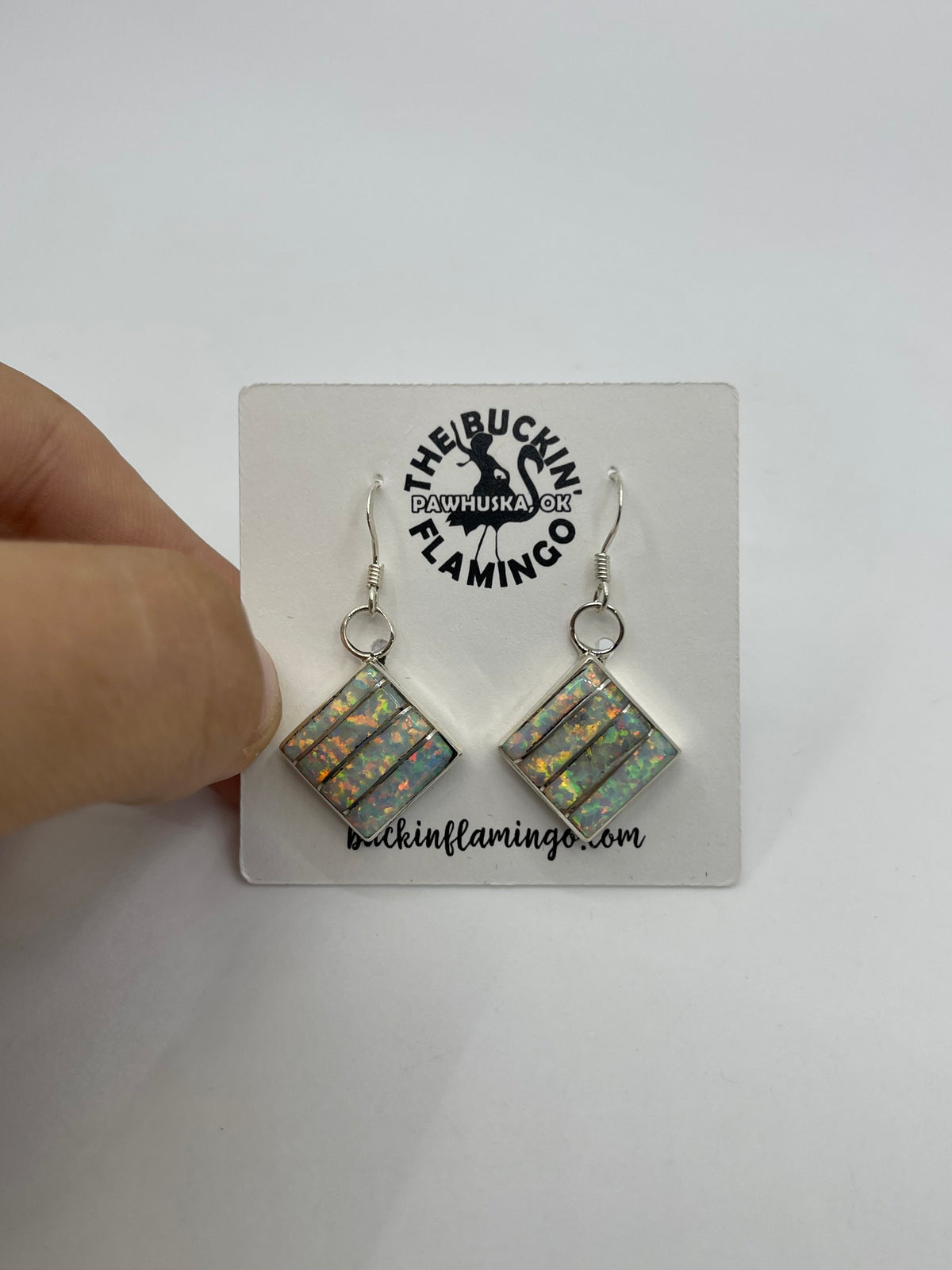 White Opal Earrings by Michelle Haloo, Zuni