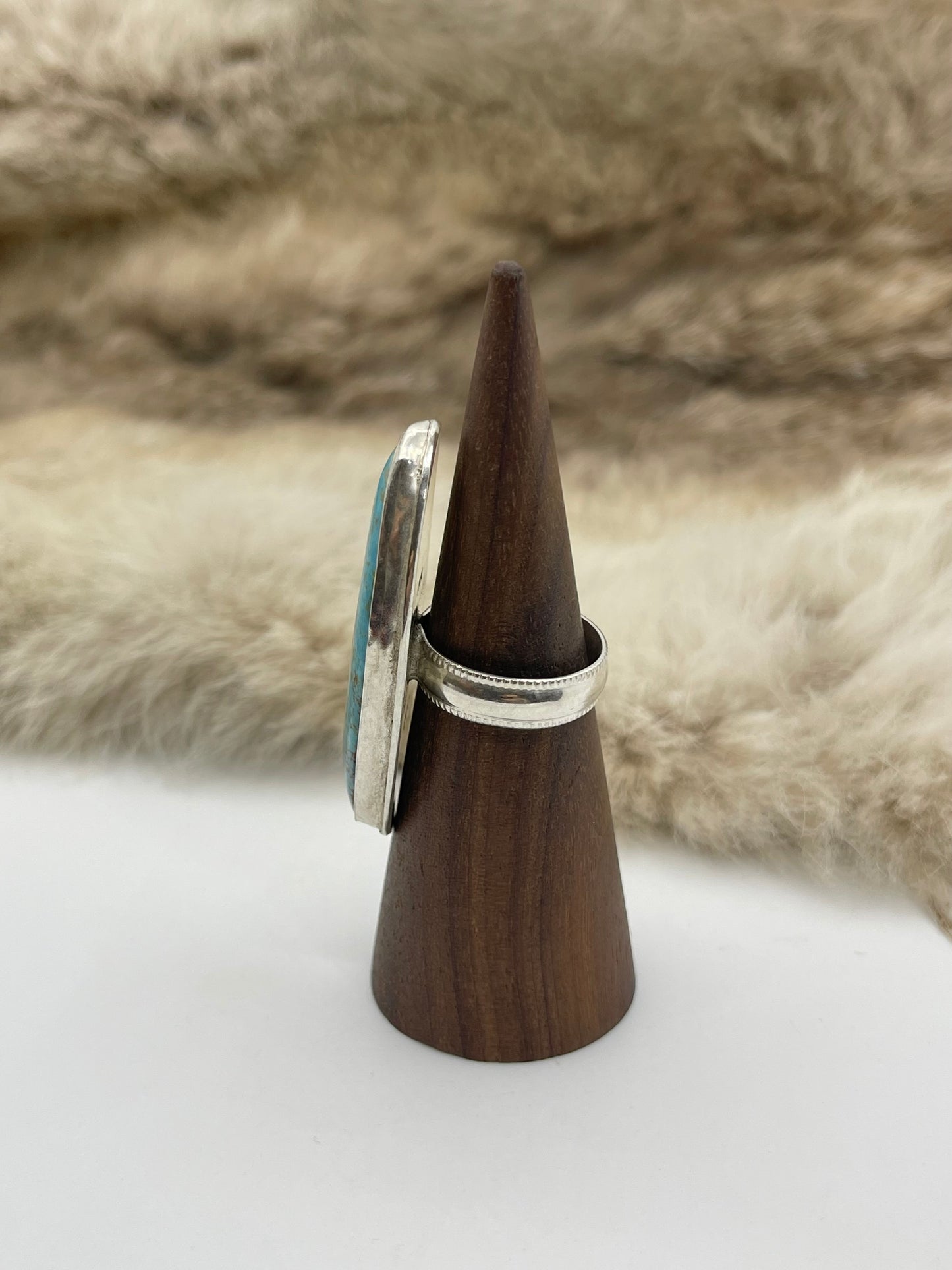 7.5 #8 Turquoise Ring by Carrie Cannon, Kiowa