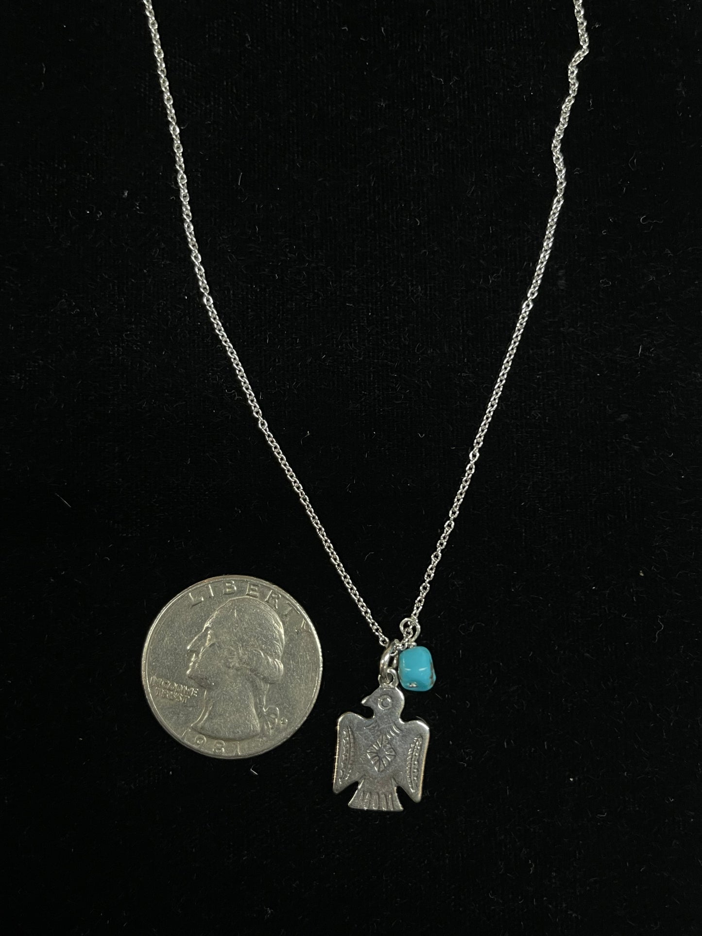 16" Thunderbird and Turquoise Necklace