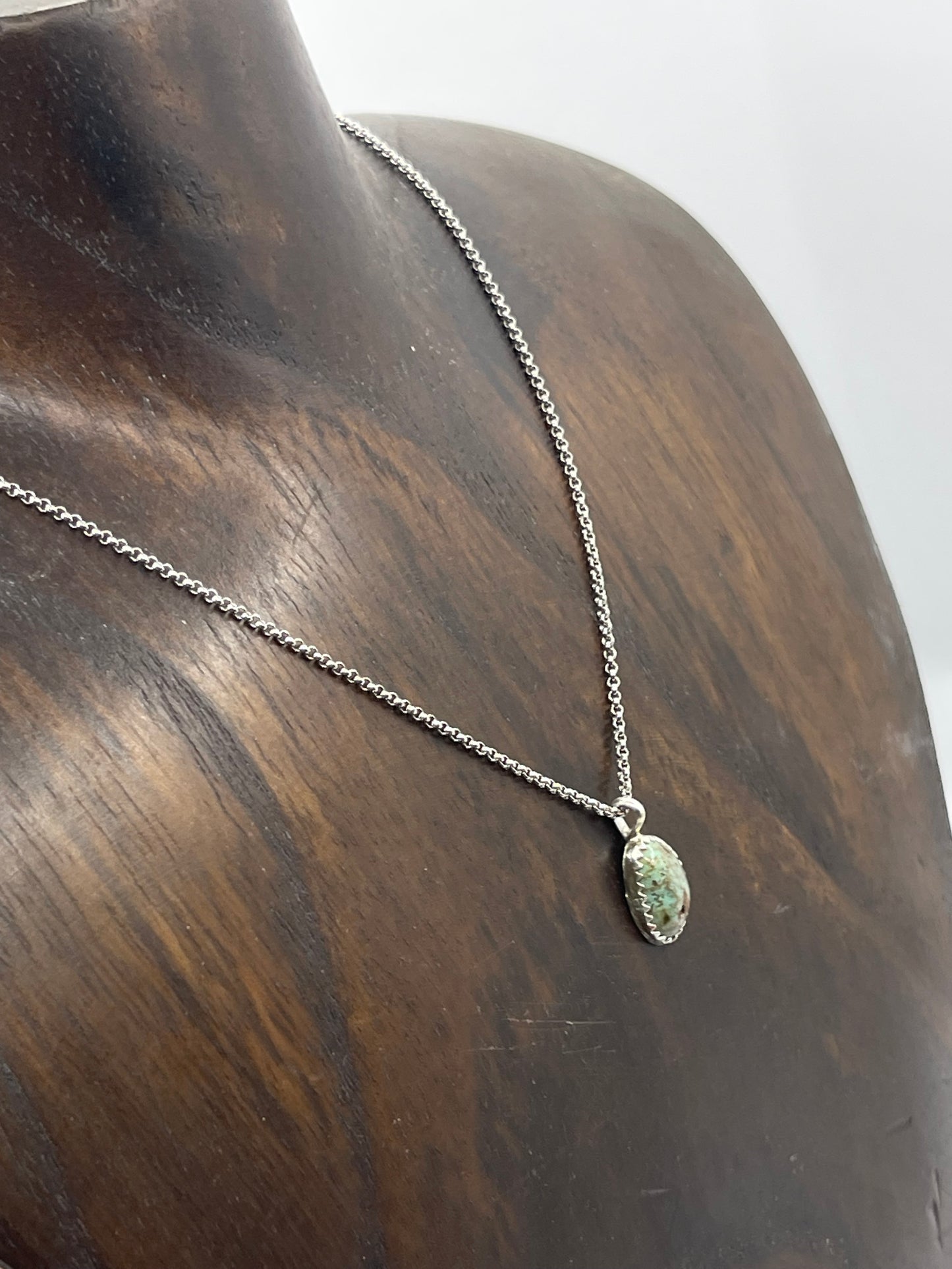 18" Small Natural Turquoise Stone Necklace by Dorothy Yazzie, Navajo